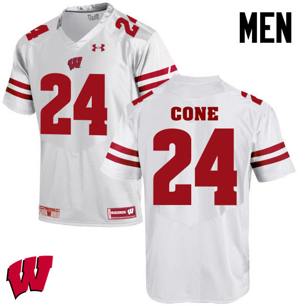 Wisconsin Badgers Men's #24 Madison Cone NCAA Under Armour Authentic White College Stitched Football Jersey DK40U44DS